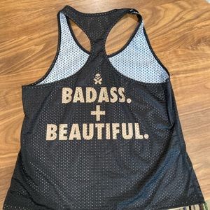 Betty Designs XL perforated tank Badass & Beautiful on back.
